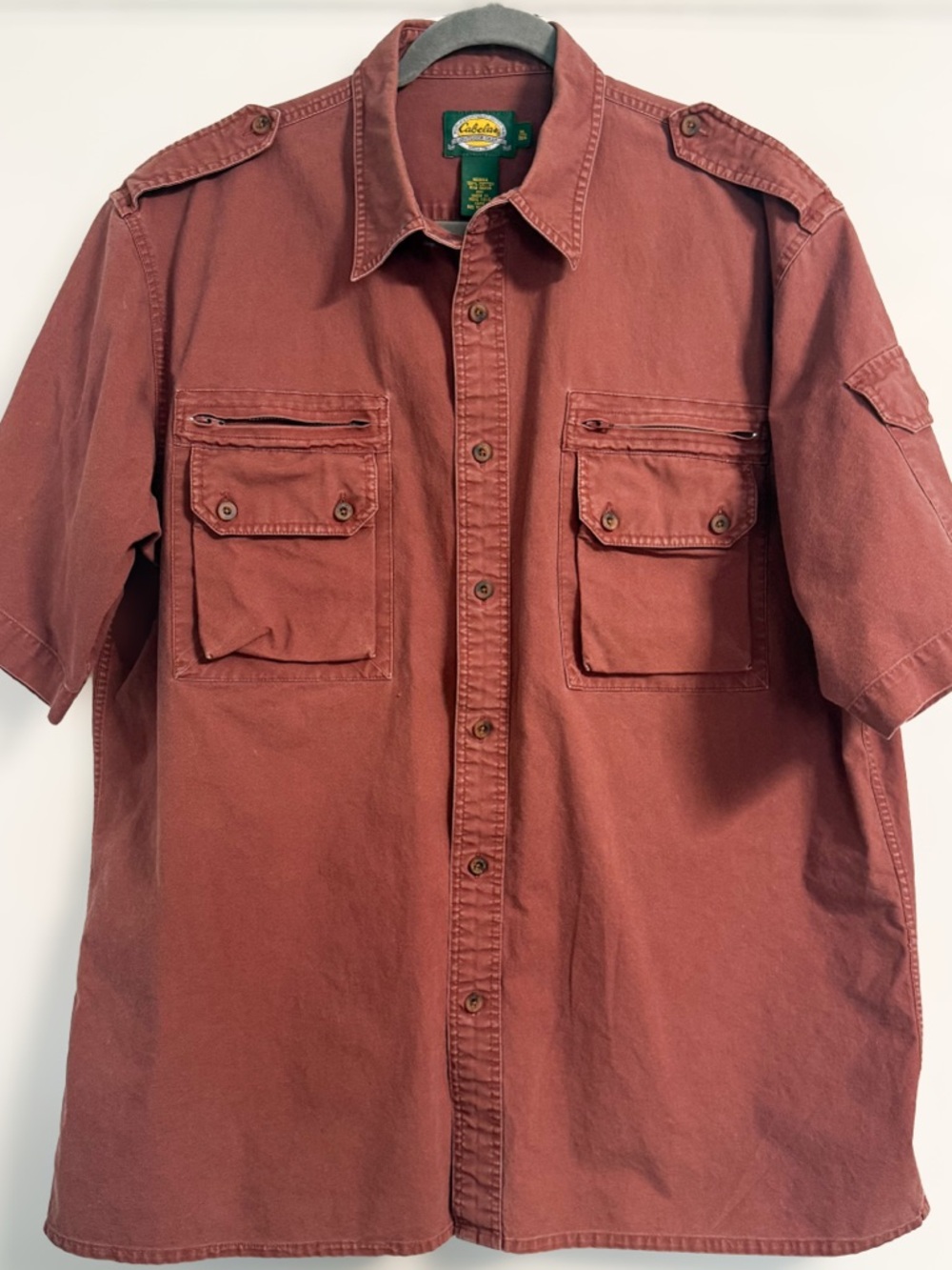 Cabela’s XL Canvas Utility Shirt Brick Red Short Sleeve Workwear
